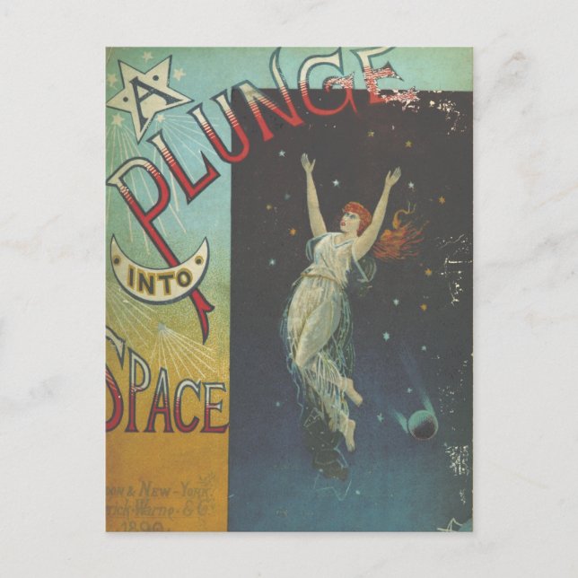 Cartão Postal cobrir Vintage Space Woman Book, 1890 (Frente)