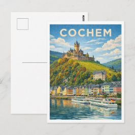 Cartão Postal Cochem Germany Vintage Travel Art Postcard