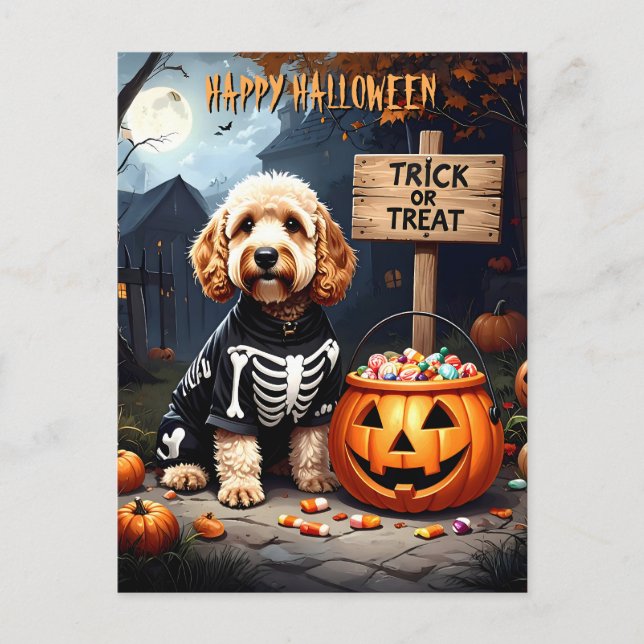 Cartão Postal Cockapoo Halloween (Frente)