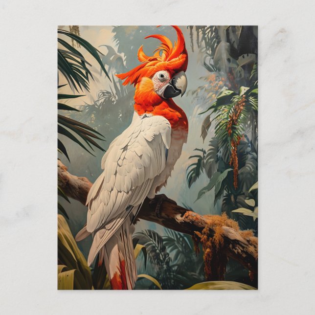 Cartão Postal Cockatoo Portrait Vintage (Frente)