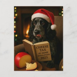 Cartão Postal Cocker spaniel 'Cheese Tax' Christmas postcard