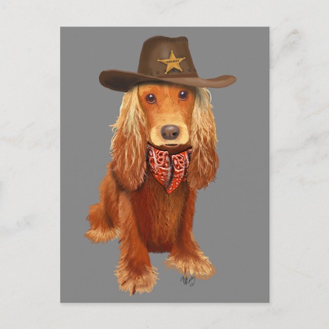 Cartão Postal Cocker Spaniel Cowboy (Frente)