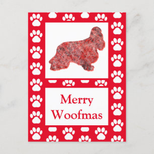 Cartão Postal Cocker Spaniel Dog Silhouette Red Felry Natal
