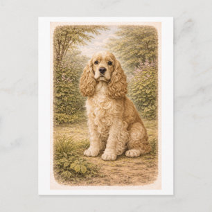 Cartão Postal Cocker Spaniel Estilo Vintage