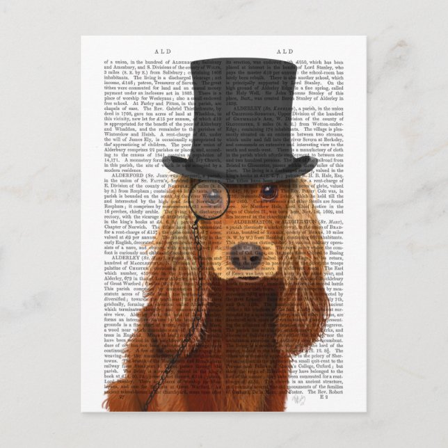 Cartão Postal Cocker Spaniel, Formal Hound e Chapéu (Frente)