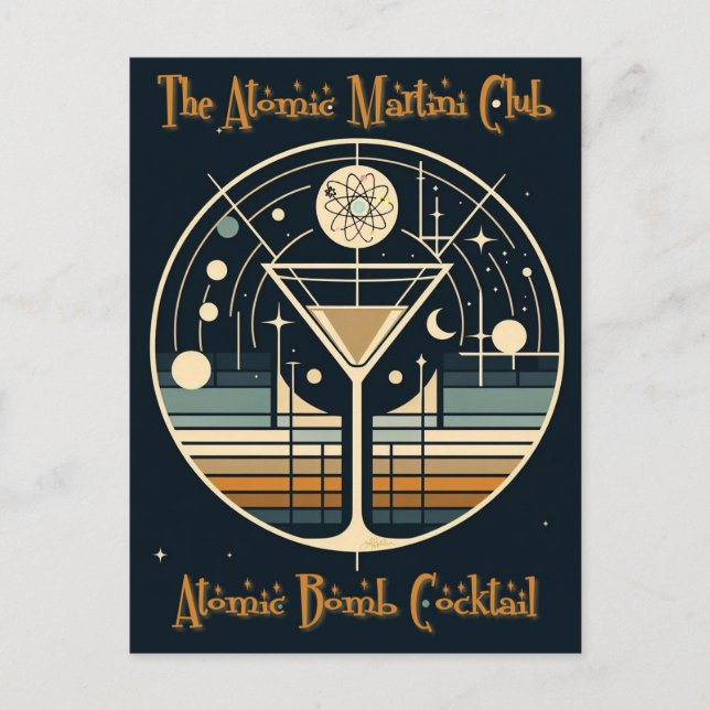Cartão Postal Cocktail de bombas atômicas do Clube Atômico Marti (Frente)