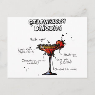 Cartão Postal Cocktail Recebe Strawbeery Daiquiri