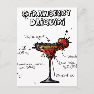 Cartão Postal Cocktail Recebe Strawbeery Daiquiri