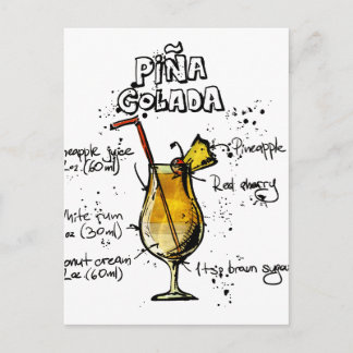 Cartão Postal Cocktail Recipe Pina Colada