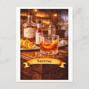 Cartão Postal Cocktail Sazerac (Série de Comida Americana)