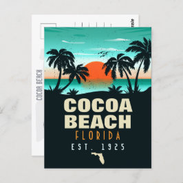 Cartão Postal Cocoa Beach Florida Retro Sunset Souvenirs 60s
