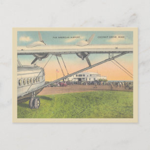 Cartão Postal Coconut Grove Miami Flórida Aeroporto anos 40