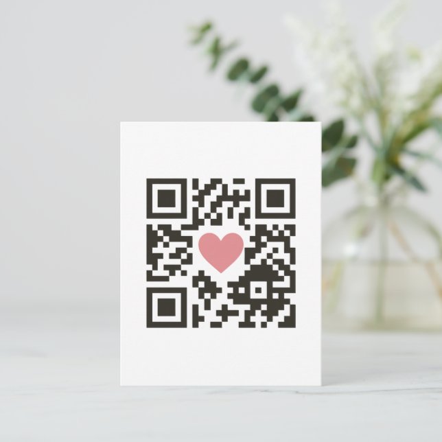 Cartão Postal Código de Amor QR (Em pé/Frente)