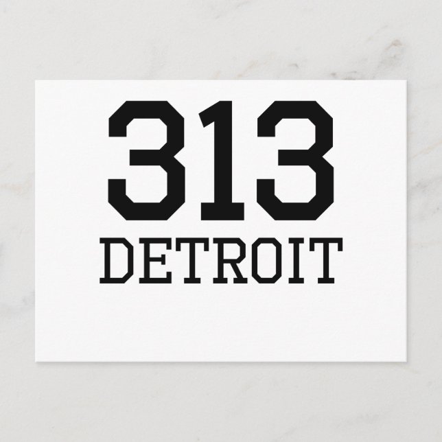 Cartão Postal Código de área de Detroit 313 (Frente)