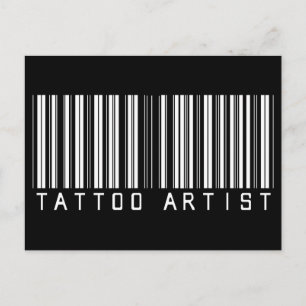 Cartão Postal Código de Bar do Artista de Tatuagem
