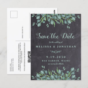 Cartão Postal Código de QR Russo Eucalyptus Casamento Salvar Da