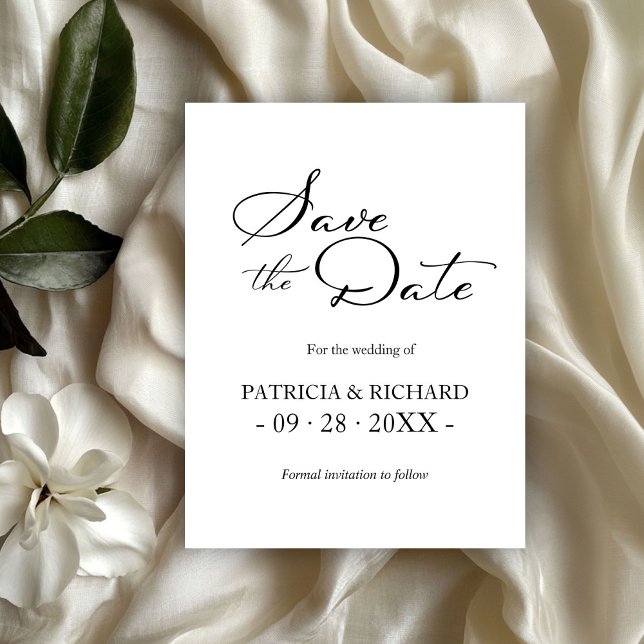 Cartão Postal Código QR Branco Preto Casamento Salvar a Data (Criador carregado)