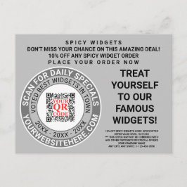 Cartão Postal Código QR Cinza anúncio Legal Marketing comercial