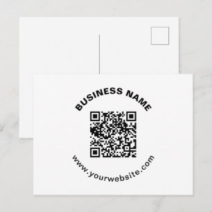Cartão Postal Código QR com Nome da Empresa Texto Circular em Ne