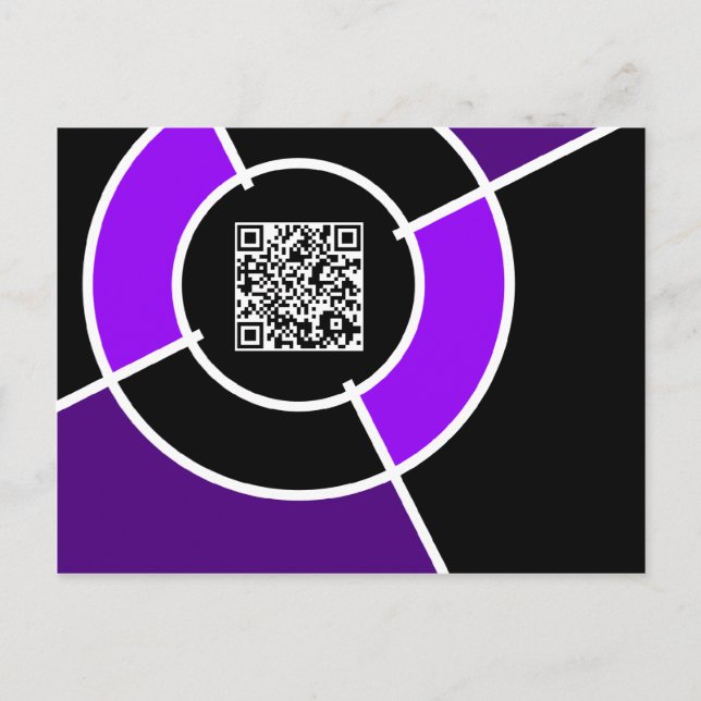 Cartão Postal código QR de alvo roxo (Frente)