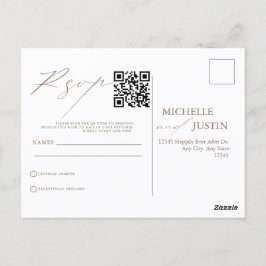 Cartão Postal Código QR de Casamento Simples Moderno RSVP Pos