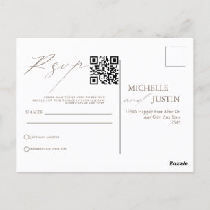Cartão Postal Código QR de Casamento Simples Moderno RSVP Pos