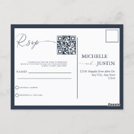Cartão Postal Código QR de Casamento Simples Moderno RSVP Pos
