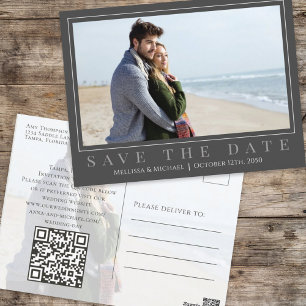 Cartão Postal Código QR de duas Cinzas de Fotografia do Script d