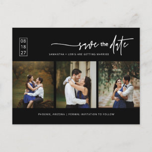 Cartão Postal Código QR de Foto Mínimo Preto Clássico Salvar a D