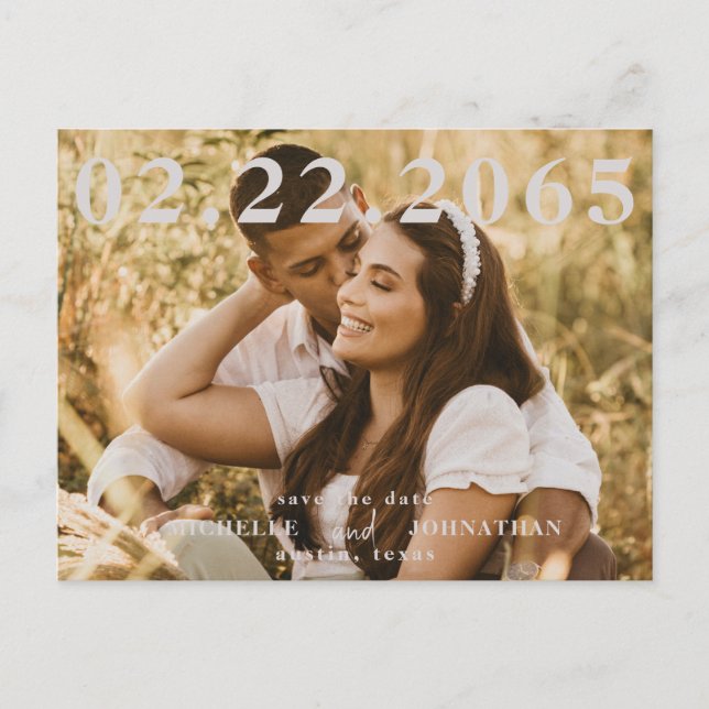 Cartão Postal Código QR de Foto Salvar Data Casamento (Frente)