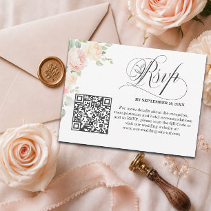 Cartão Postal Código QR de Resposta de Casamento Elegantes Rosas