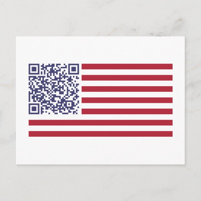 Cartão Postal Código QR do hino nacional de bandeira americana (Frente)