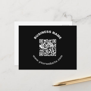 Cartão Postal Código QR e Nome da Empresa com Texto Circular em