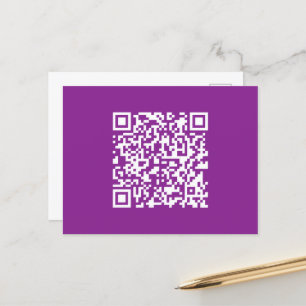 Cartão Postal Código QR instantâneo com URL do seu site Roxo