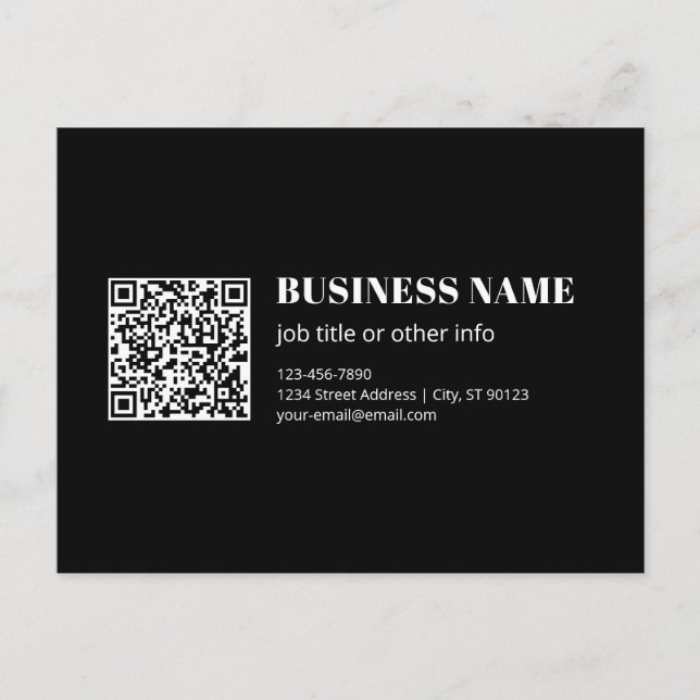 Cartão Postal Código QR personalizado e texto retrô-moderno edit (Frente)