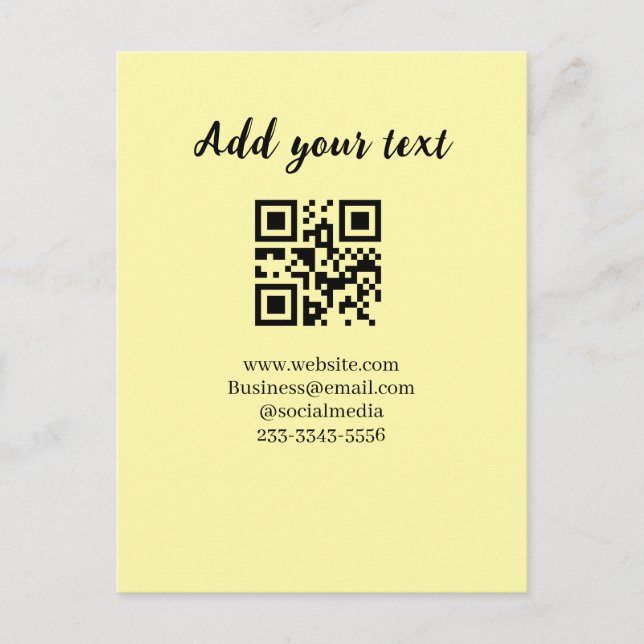 Cartão Postal código QR personalizado simples adicione o texto d (Frente)