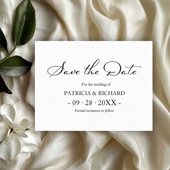 Cartão Postal Código QR Preto e Branco Casamento Salvar a Data (Criador carregado)