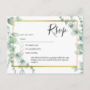 Cartão Postal CÓDIGO QR RSVP Eucalyptus Deixa Casamento Verde