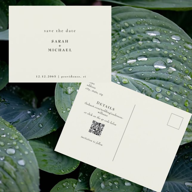 Cartão Postal Código QR Simples Amarelo de Casamento Salve a Dat (Criador carregado)