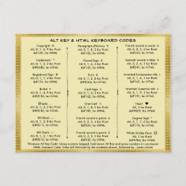 Cartão Postal Códigos de teclas Alt e HTML