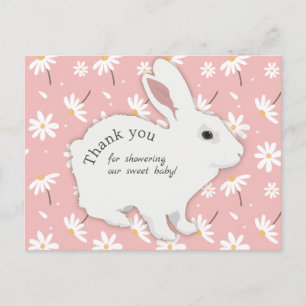 Cartão Postal Coelhinhas de Margaridas Rosa - Agradecimento de C