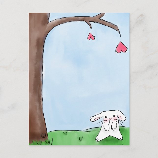 Cartão Postal Coelhinho branco bonito (Frente)