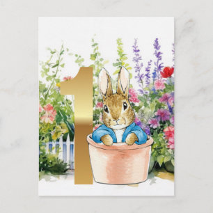 Cartão Postal Coelhinho clássico Primeiro aniversário