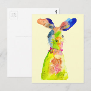 Cartão Postal Coelhinho da Páscoa fofo arte aquarela