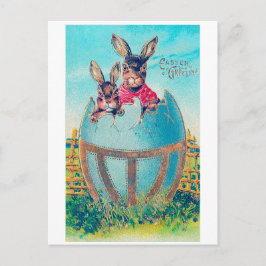 Cartão Postal Coelhinho de Páscoa e Ovo Grande Decorado