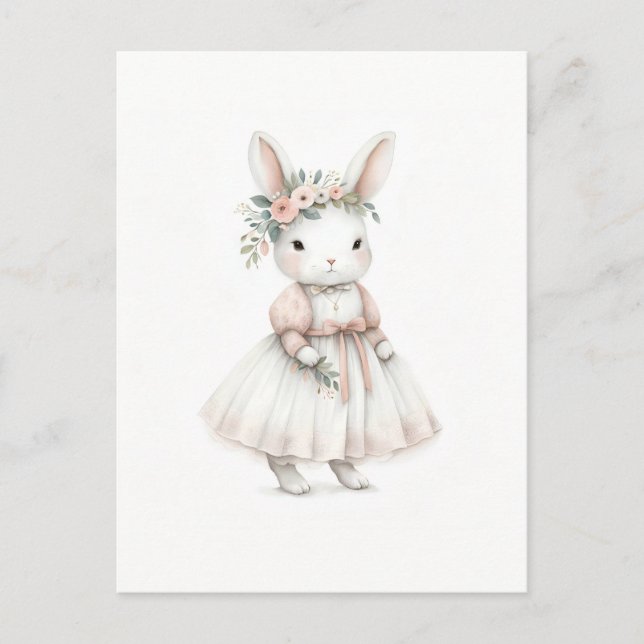 Cartão Postal Coelhinho num Vestido (Frente)