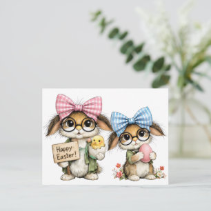 Cartão Postal Coelhinhos de Páscoa Caprichosos 