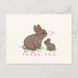 Cartão Postal Coelhinhos Fofos Corações Menina Chás de Bebê Obri