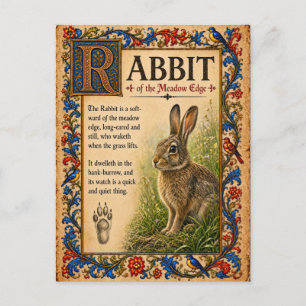 Cartão Postal Coelho, Arte do Bestiário Medieval
