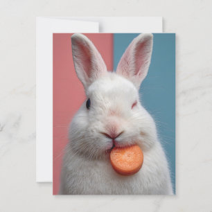 Cartão Postal Coelho Branco bonito com carapau